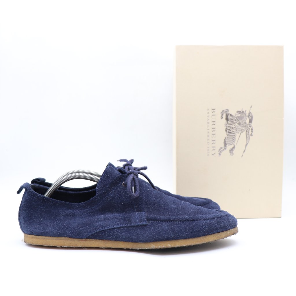 Burberry Tabias Blue Navy Suede Men's Size Eu 44.5 Tobias Loafers Comfort Shoes